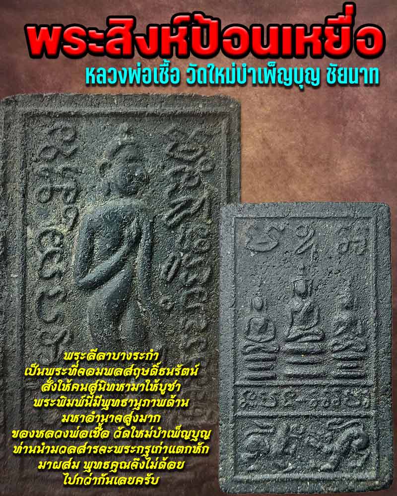 พระสิงห์ป้อนเหยื่อ หลวงพ่อเชื้อ วัดใหม่บำเพ็ญบุญ ชัยนาท - 1