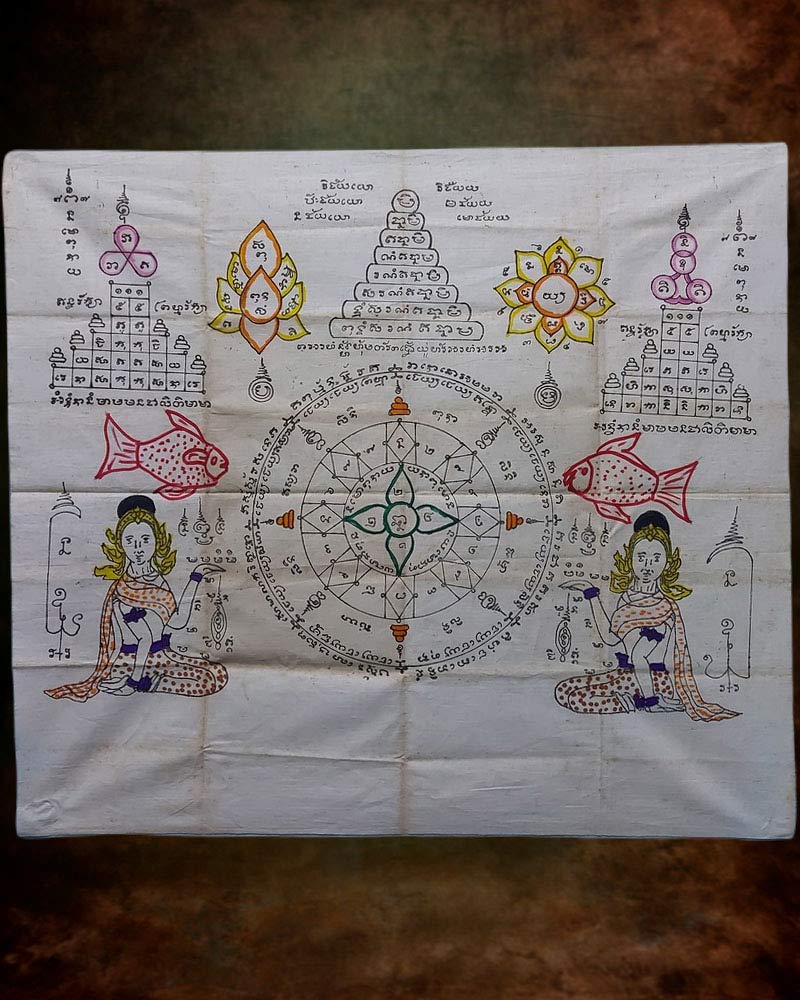 ผ้ายันต์ นางกวัก เขียนมือ ลงสี - 1