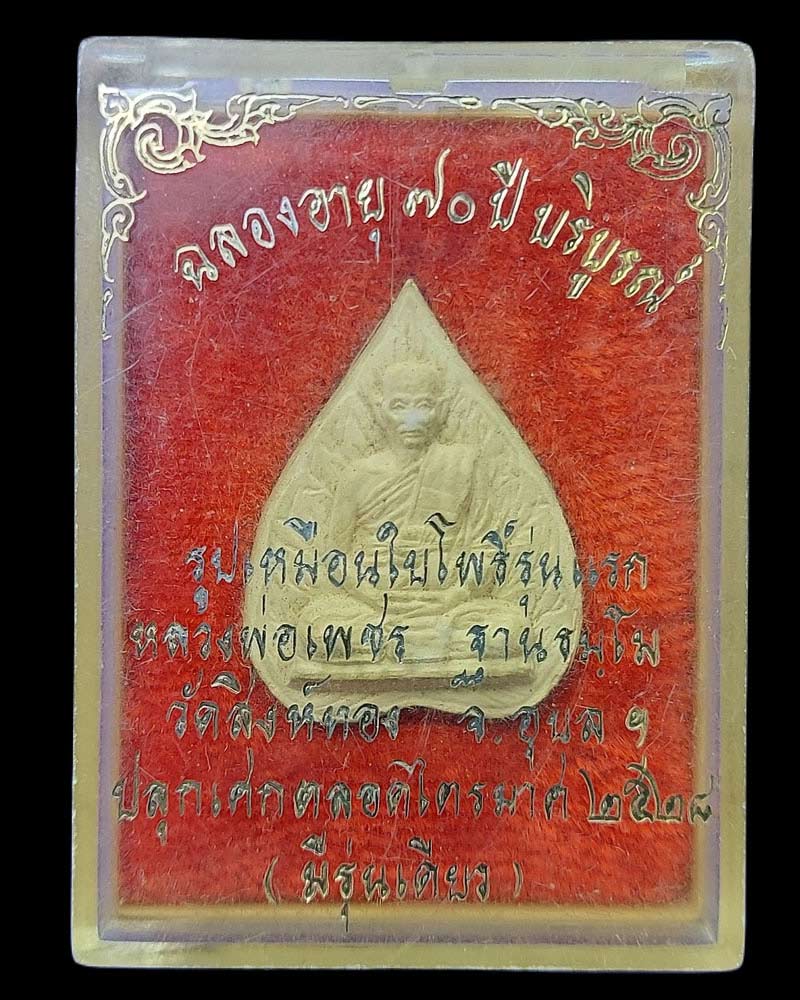 พระผงใบโพธิ์ หลวงพ่อเพชร ฐานธัมโม หลังเกศา - 4