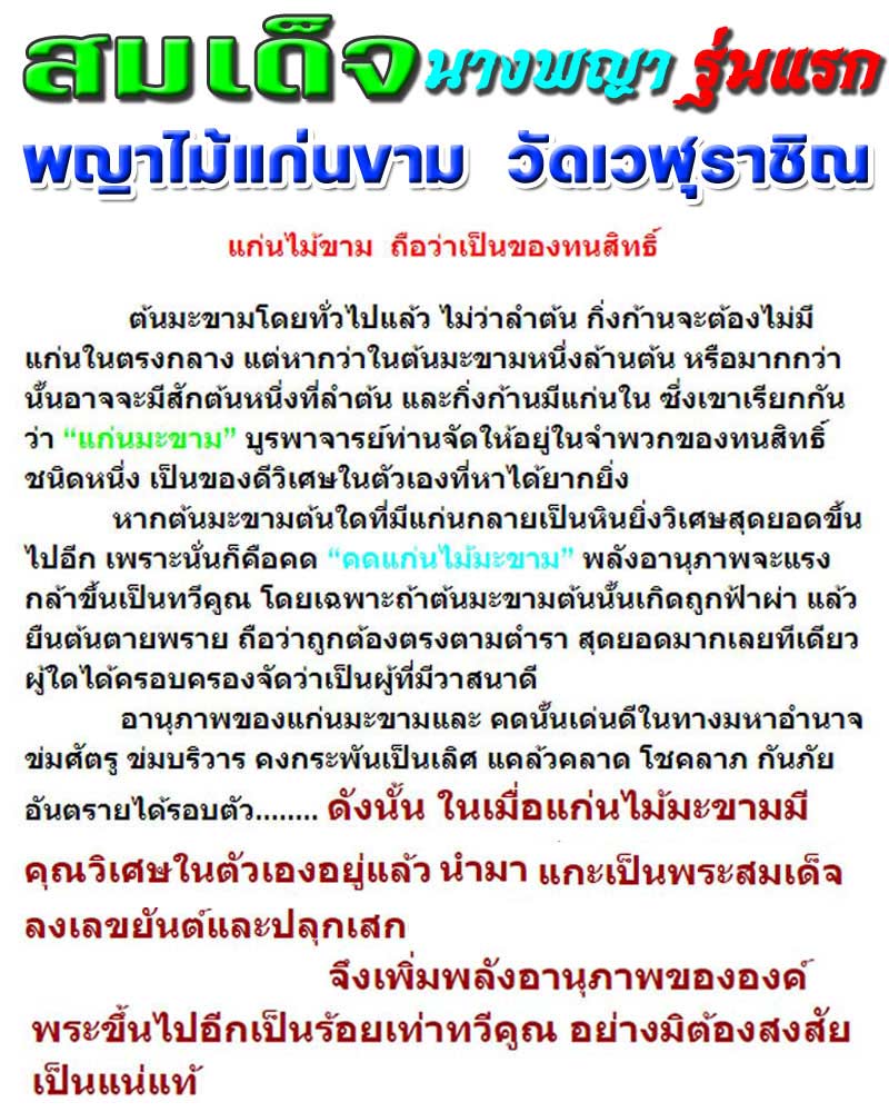 สมเด็จนางพญาไม้แก่นขาม วัดเวฬุราชิณ รุ่นแรก (1) - 1
