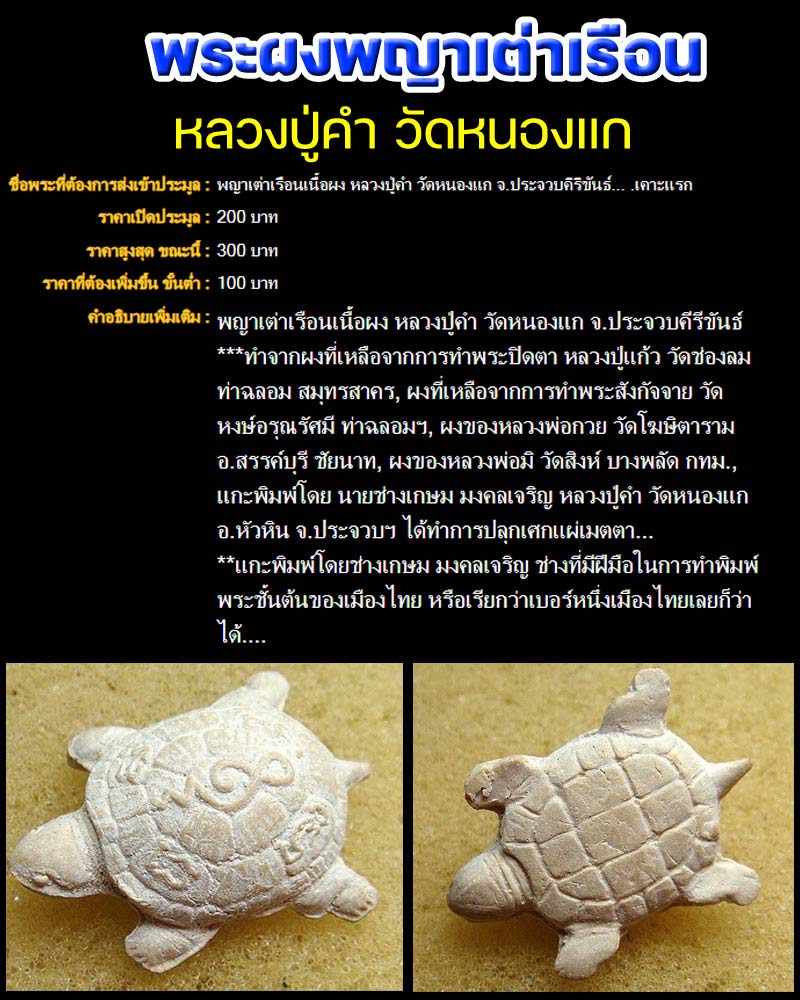 เต่าเรือน เนื้อผง หลวงปู่คำ วัดหนองแก - 1