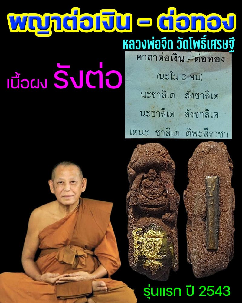 พญาต่อเงินต่อทองลอยองค์ รุ่นแรก ปี 2543 เนื้อผงรังต่อล้วน - 1