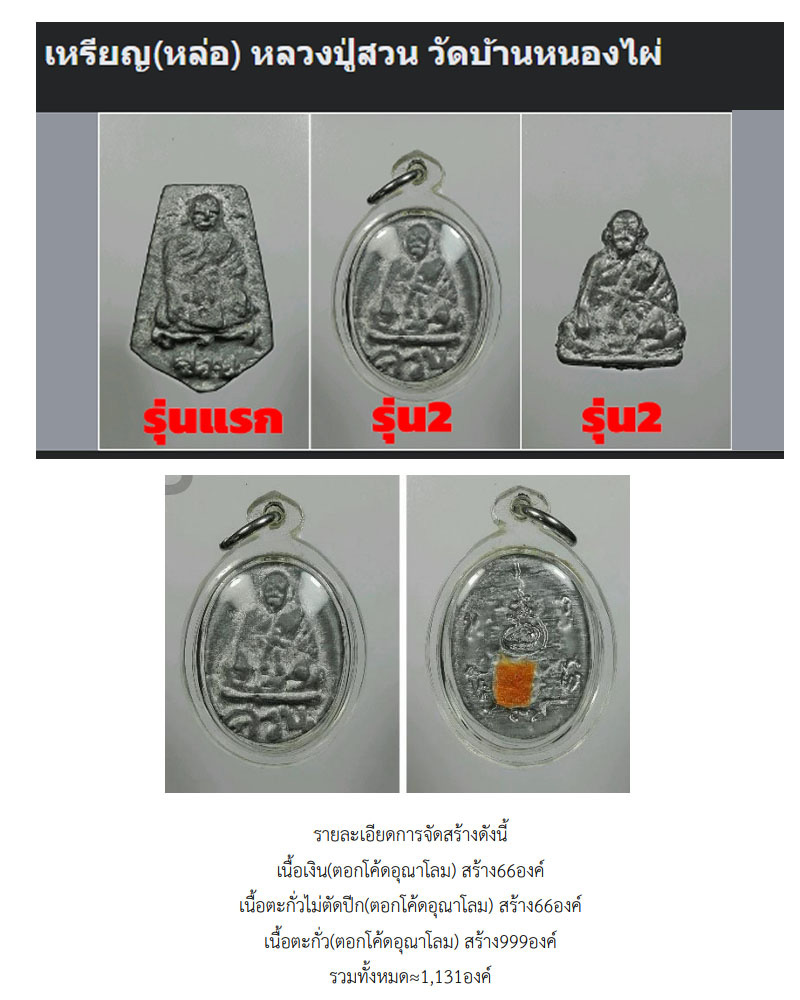 เหรียญหล่อ เนื้อตะกั่ว หลวงปู่สวน วัดบ้านหนองไผ่ จ.บุรีรัมย์ - 4