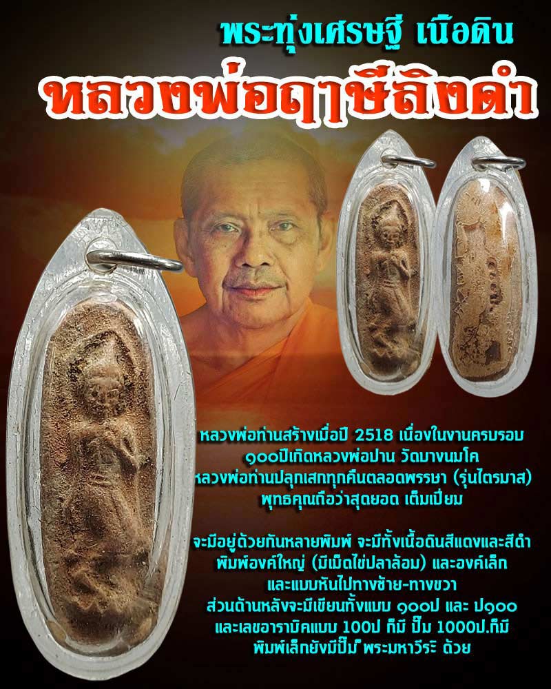 พระทุ่งเศรษฐี เนื้อดิน หลวงพ่อฤาษีลิงดำ วัดท่าซุง - 1