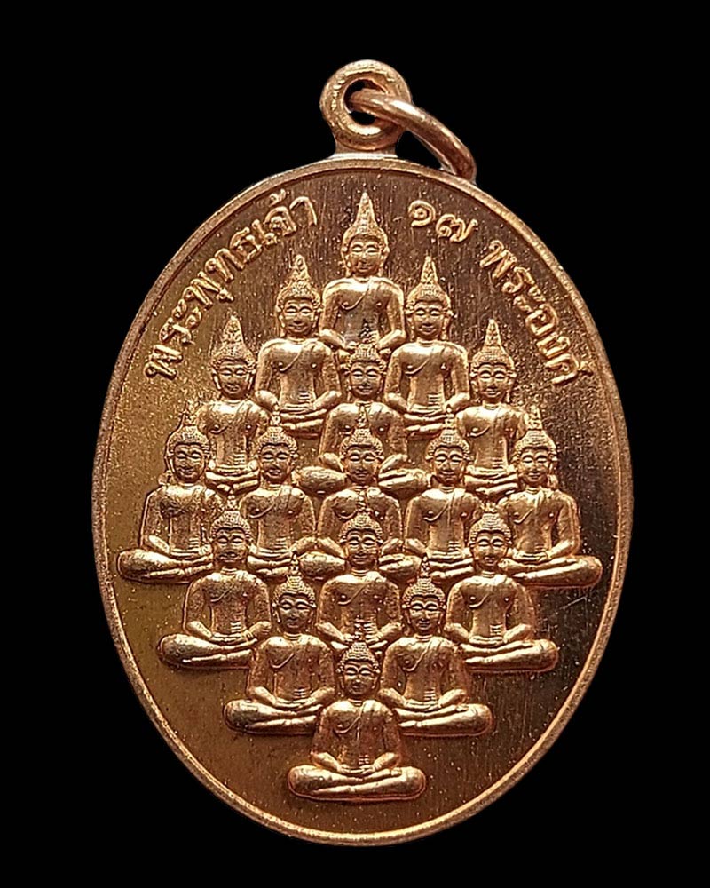 เหรียญพระพุทธเจ้า ๑๗ พระองค์ หลังหลวงปู่ขาบ วัดฤาไชย พระนครศรีอยุธยา  - 1