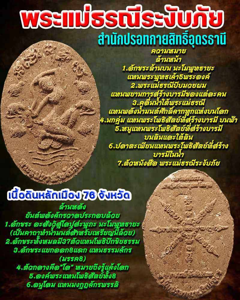 พระแม่ธรณีระงับภัยสำนักปรอทกายสิทธิ์อุดรธานี เนื้อดินหลักเมือง 76 จังหวัด - 1