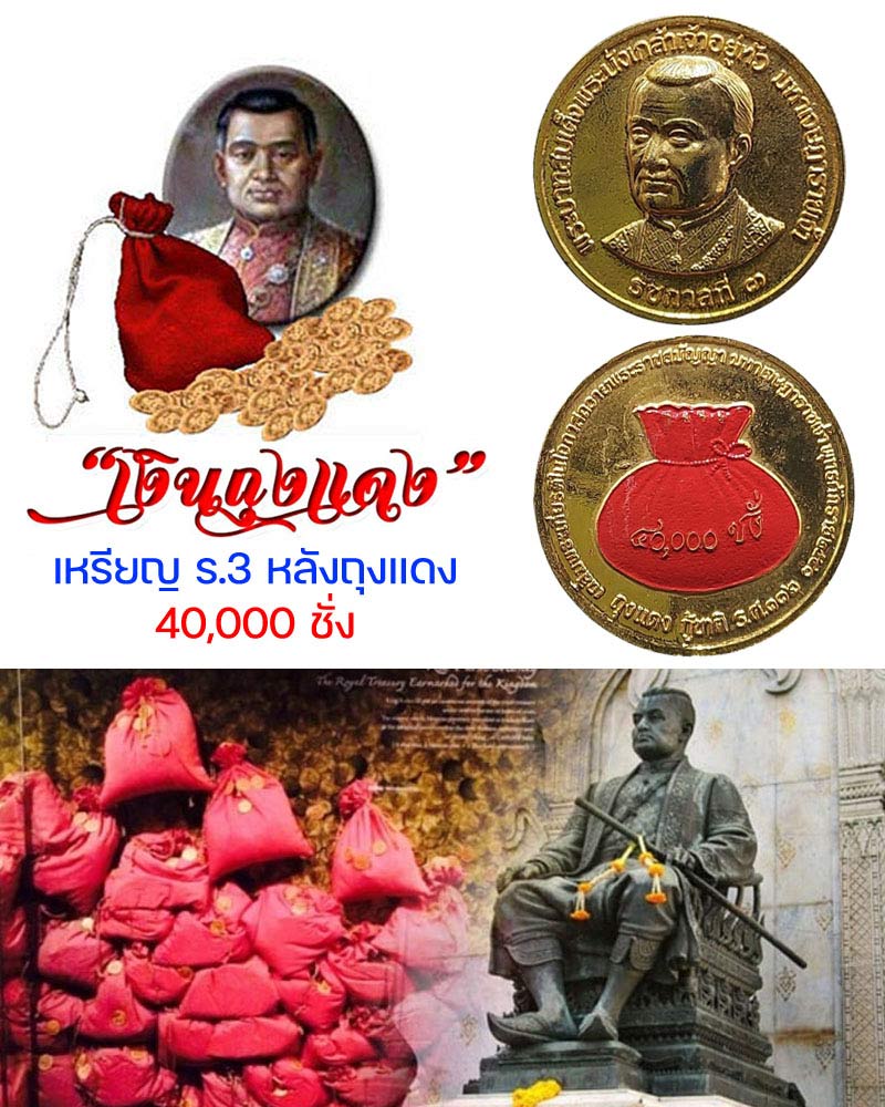เหรียญ  รัชกาลที่ 3 หลังถุงแดง 40,000 ชั่ง  - 1