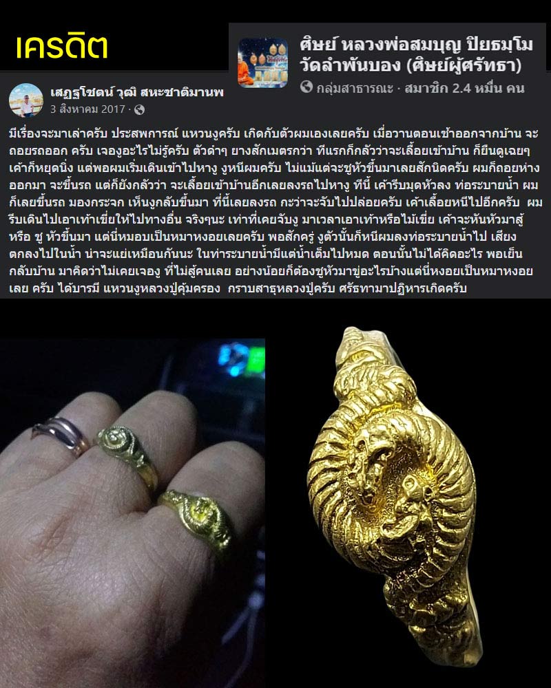 แหวนงู 96 ปี หลวงปู่สมบุญ วัดลำพันบอง - 1