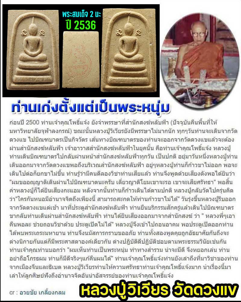 พระสมเด็จ 2 นะ หลวงปู่วิเวียร วัดดวงแข ปี 2536 - 1
