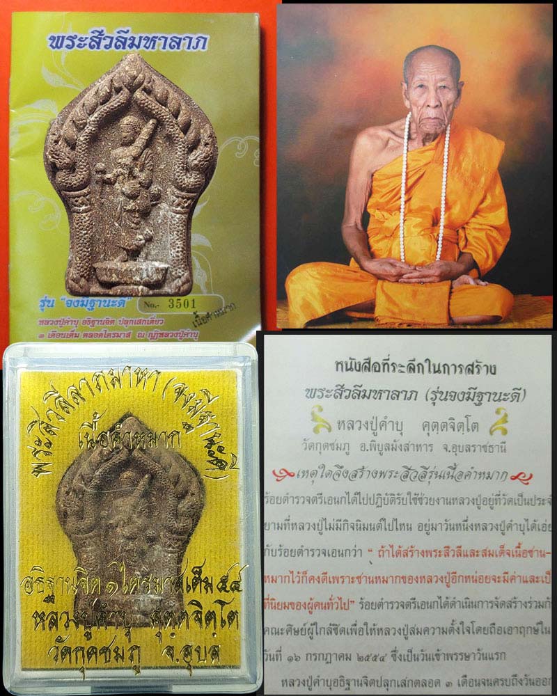 พระสีวลีมหาลาภ รุ่น จงมีฐานะดี หลวงปู่คําบุ วัดกุดชมภู ปี 2554 - 1