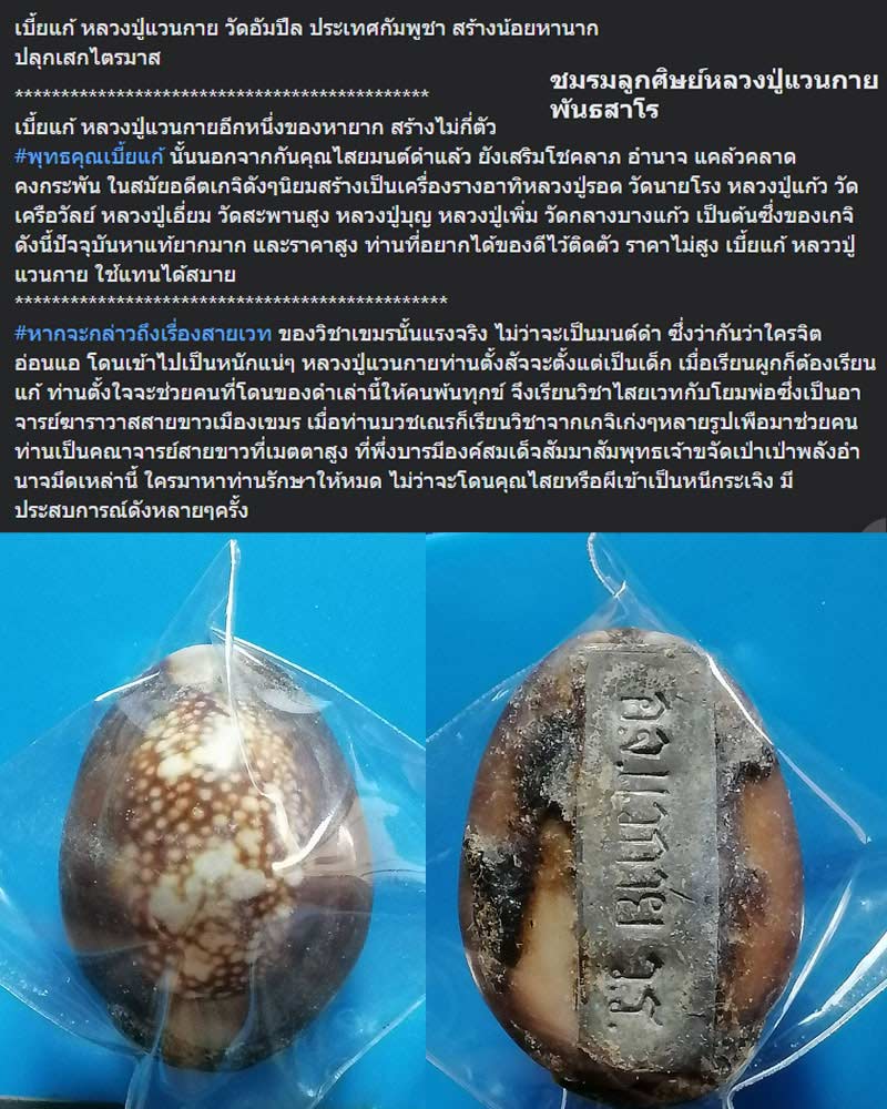 เบี้ยแก้ หลวงปู่แวนกาย พันธะสาโร ปี 2551 - 1