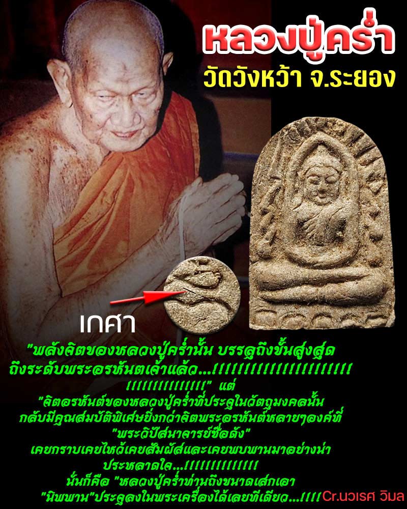 พระซุ้มกอ หลวงปู่คร่ำ วัดวังหว้า รุ่นอรัญปิยะวงศ์ มีเกศา - 1