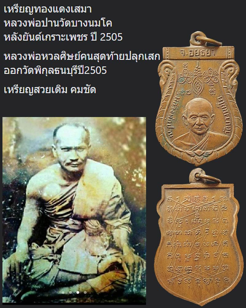 เหรียญเสมา หลวงพ่อปาน วัดบางนมโค หลังยันต์เกราะเพชร ปี 2505 - 1