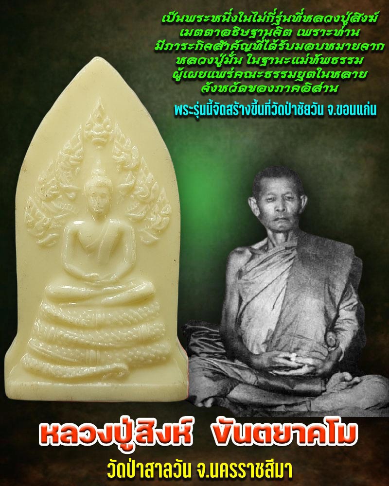 พระนาคปรก เนื้อพลาสติก หลวงปู่สิงห์ วัดป่าสาลวัน - 1