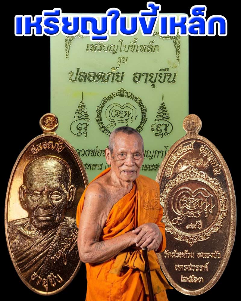 เหรียญใบขี้เหล็ก หลวงพ่อพัฒน์ วัดห้วยด้วน นครสวรรค์ รุ่น ปลอดภัย อายุยืน - 1