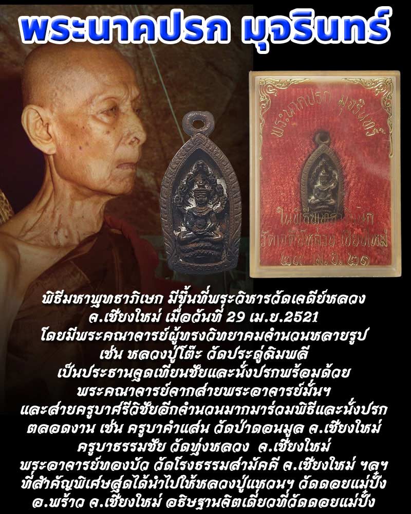 พระนาคปรก มุจรินทร์ พิธีพุทธาภิเษก วัดเจดีย์หลวง เชียงใหม่ 2521 - 1