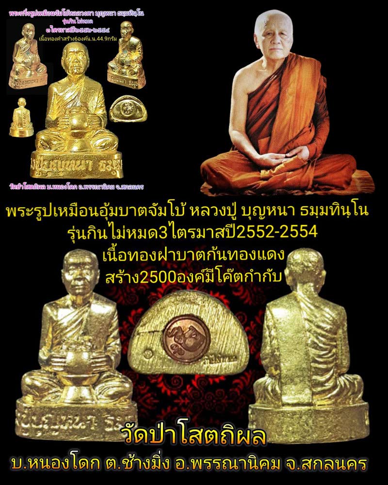 รูปเหมือนอุ้มบาตร หลวงปู่บุญหนา ธมฺมทินฺโน "รุ่นกินไม่หมด" - 1