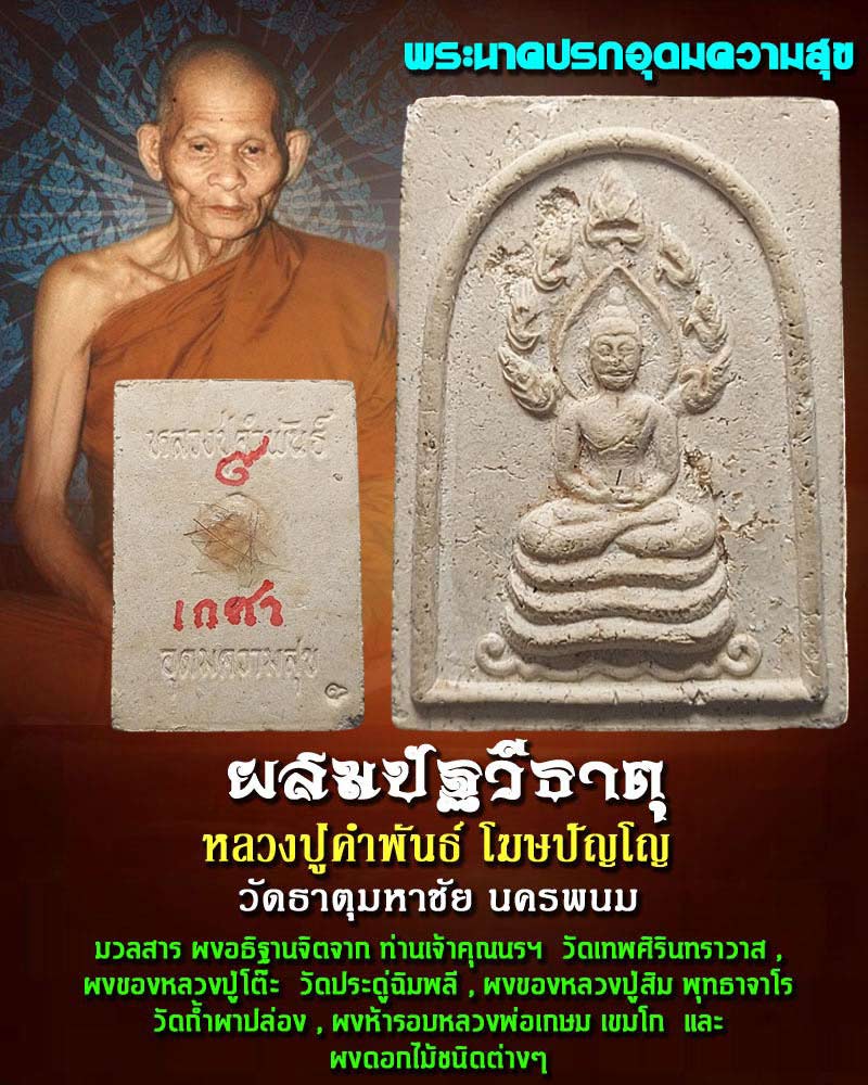 พระนาคปรกปัฐวีธาตุ รุ่นอุดมความสุข หลวงปู่คำพันธ์ วัดธาตุมหาชัย - 1