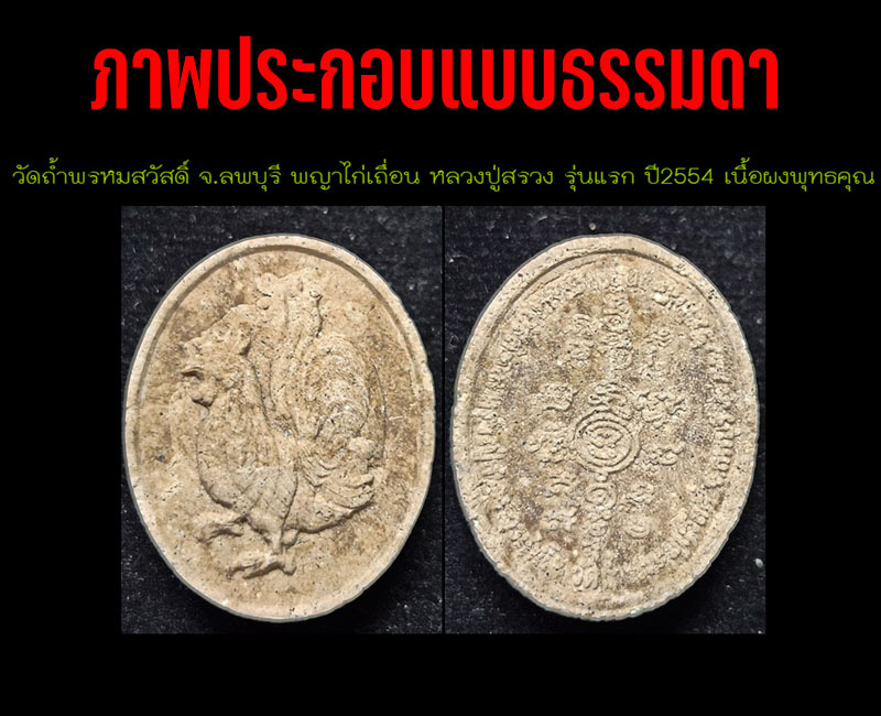 พญาไก่เถื่อน เนื้อผงพุทธคุณ รุ่นแรก หลวงปู่สรวง วัดถ้ำพรหมสวัสดิ์ - 4