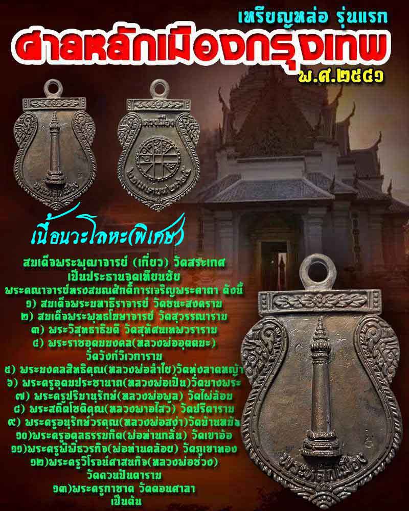 เหรียญหล่อพระหลักเมือง ดวงเมือง ศาลหลักเมืองกรุงเทพมหานคร - 1