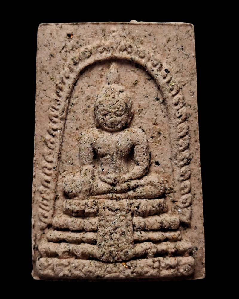 พระผงหลวงพ่อวัดไร่ขิง เนื้อกระเบื้องโบสถ์ ติดแผ่นกาย หลวงพ่อวัดไร่ขิง - 2