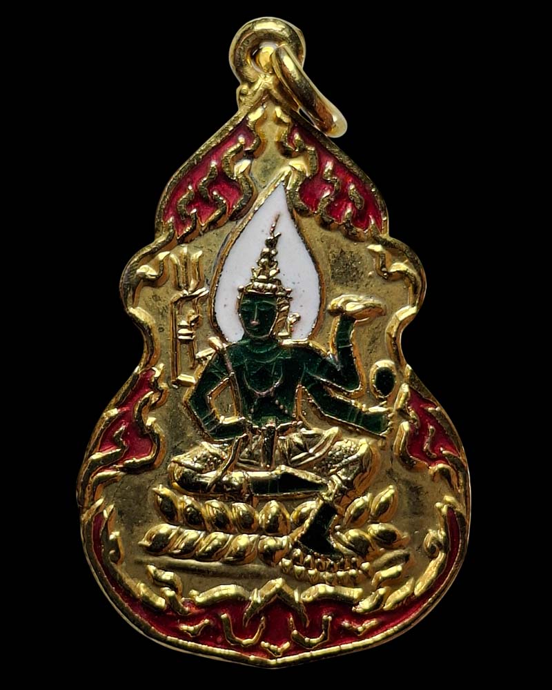 เหรียญพระอินทร์หลังพระปิดตา เนื้อกะไหล่ทองลงยา - 2