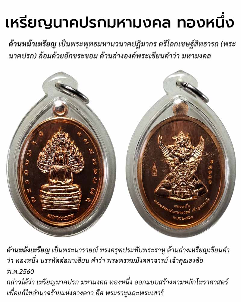 พระนาคปรกมหามงคล ทองหนึ่ง สมเด็จธงชัย วัดไตรมิตรวิทยาราม ปี 2560  - 1