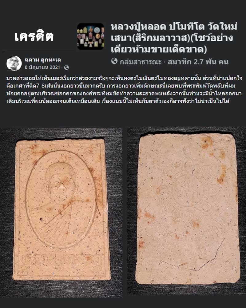 พระผง รุ่นแรก หลวงปู่หลอด ปโมทิโต วัดใหม่เสนา(สิริกมลาวาส) - 2