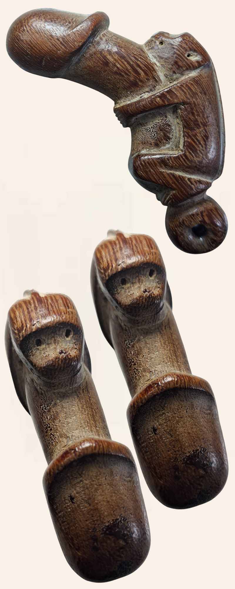 ลิงขี่ปลัดขิก เนื้อไม้เก่า - 2