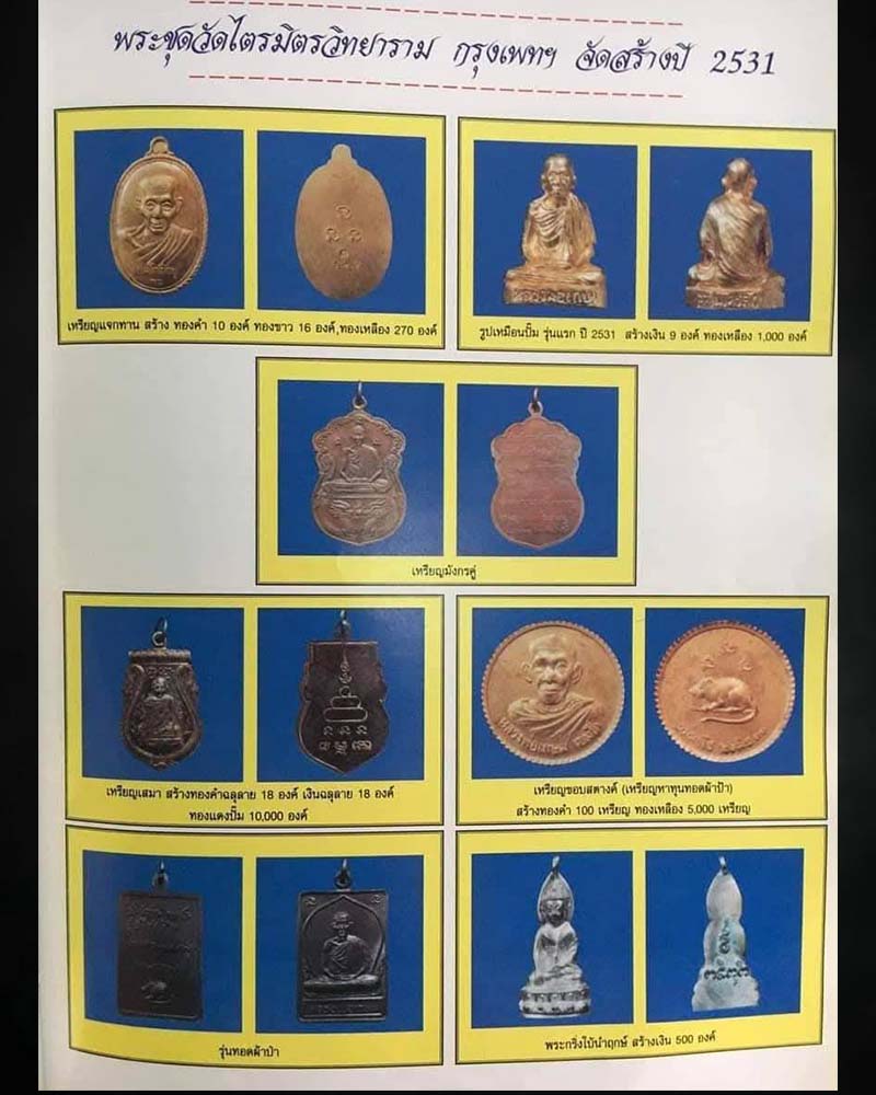 เหรียญสี่เหลี่ยมหลังหนู หลวงพ่อเกษม เขมโก   วัดไตรมิตร จัดสร้างถวาย ปี 2531 - 5