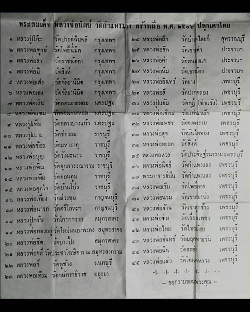 พระสมเด็จรุ่นแรก หลวงพ่อนิตย์ วัดกำแพงแลง เพชรบุรี  พ.ศ.2516 - 2