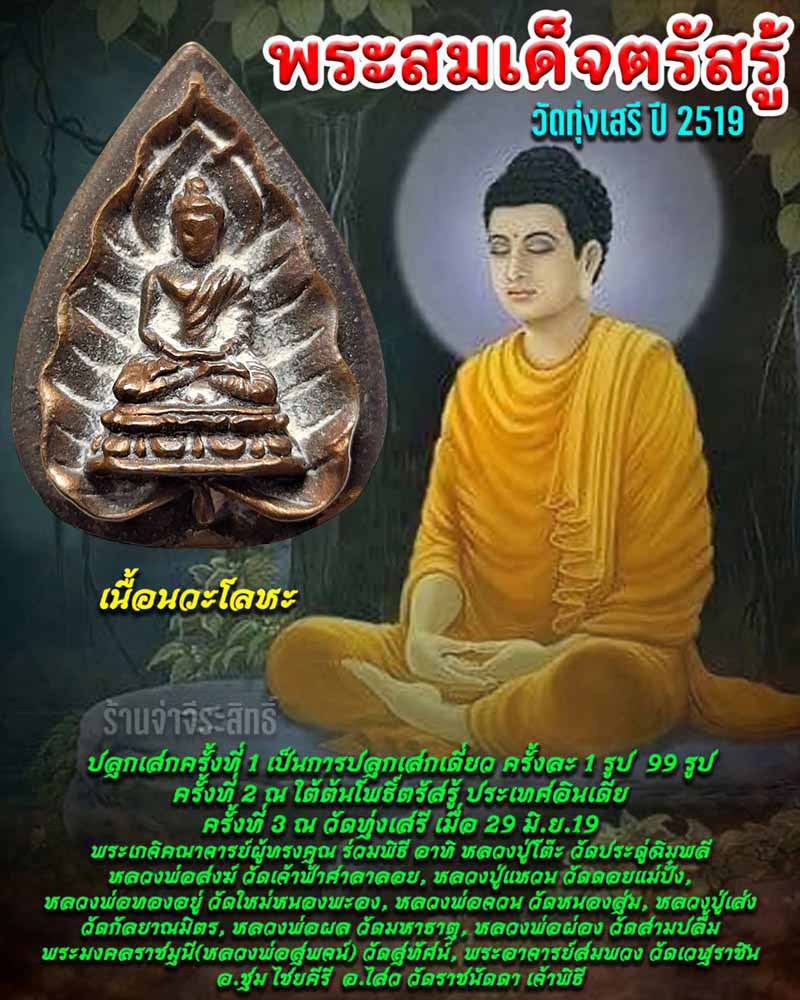 พระสมเด็จตรัสรู้ วัดทุ่งเสรี เนื้อนวะโลหะ ปี 2519 - 1