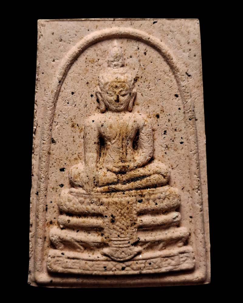 พระผง เนื้อกระเบื้องโบสถ์ ติดแผ่นกาย หลวงพ่อวัดไร่ขิง พิมพ์ใหญ่ - 2