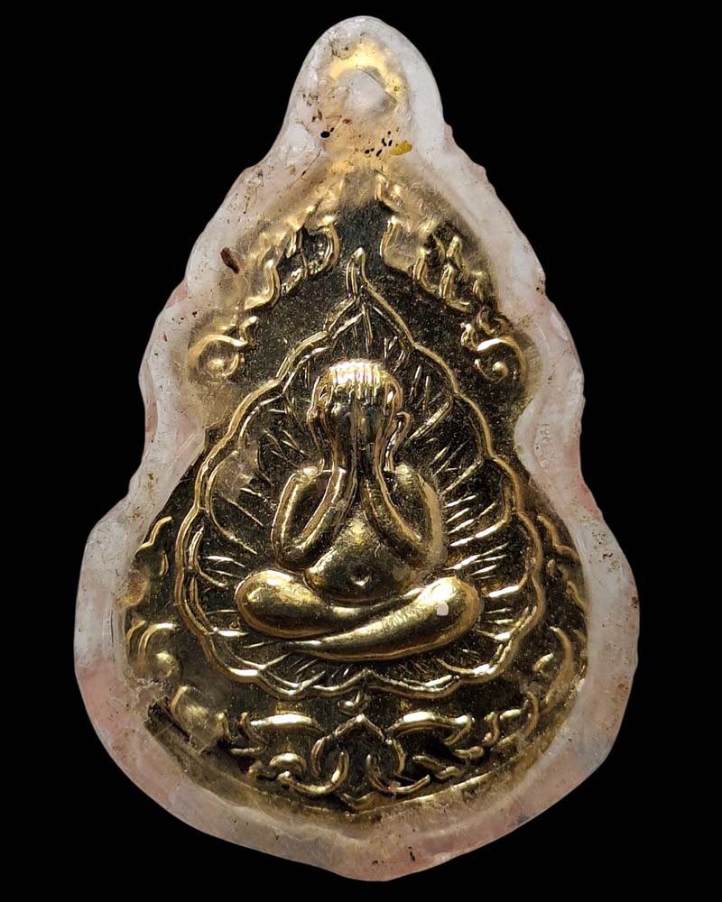 เหรียญพระอินทร์หลังพระปิดตา เนื้อกะไหล่ทองลงยา  - 3