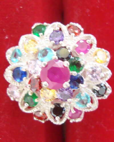 แหวนนพเก้า เงินแท้+หัวพลอย สวยมากก