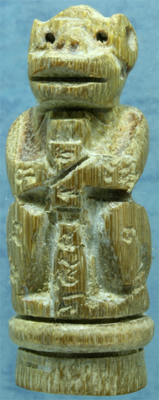 อนุมานจับหลัก ไม้ไผ่ตันแกะ จารมือ หลวงพ่ออนันต์ วัดบางพลีน้อย สูง 1.5 นิ้ว