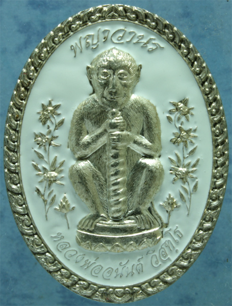 เหรียญเงินลงยา พญาวานร หลวงพ่ออนันต์ วัดบางพลีน้อย รุ่น 1 ปี 2554