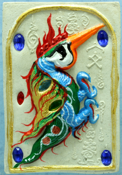 เนื้อผง นกสาริกา ครูบากฤษณะ วัดเวฬุวัณ มีจาร