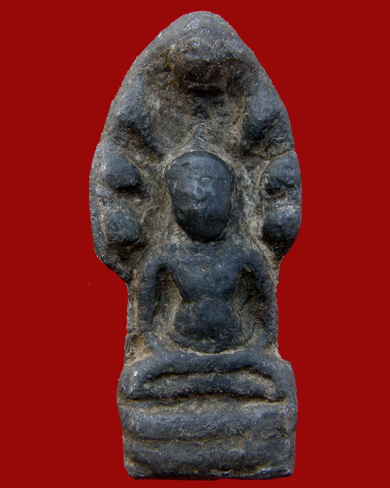 นาคปรกเข่าบ่วง เนื้อชินเงิน กรุวัดพระศรีฯ/ลพบุรี