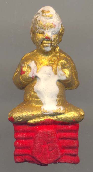 กุมารทองขนาดพกพา ลพ.แย้ม วัดสามง่าม รุ่น95 ปิดทองฐานแดง