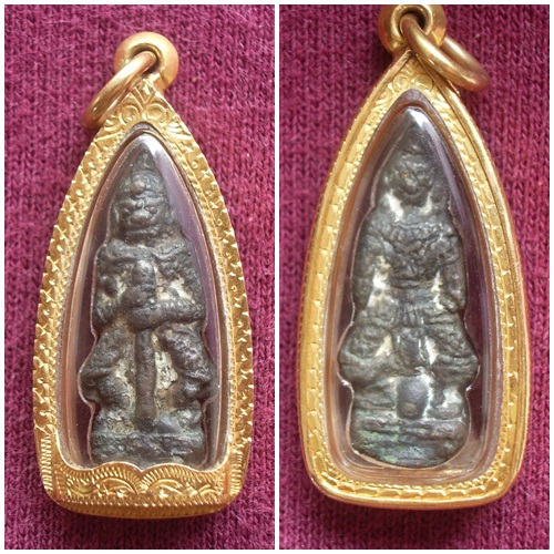 ท้าวเวสสุวรรณ เจ้าคุณศรีฯ(สนธิ์) เนื้อสัมฤทธิ์เงิน แก่เงิน เลี่ยมทอง