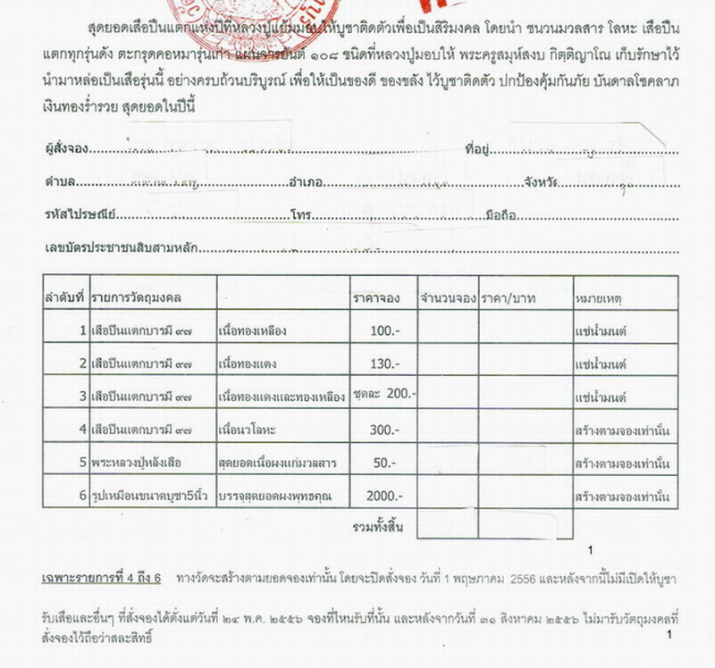 เปิดจองเสือปืนแตก บารมี 97 หลวงปู่แย้ม (รุ่นใหม่ ปี 2556) ราคาวัด