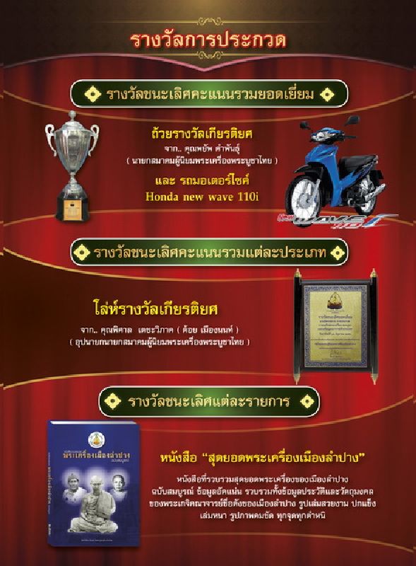 งานมหกรรมการประกวดพระเครื่องฯ จัดโดย ชมรมผู้นิยมพระเครื่องเมืองลำปาง วันที่ 15-16 มิ.ย. 2556